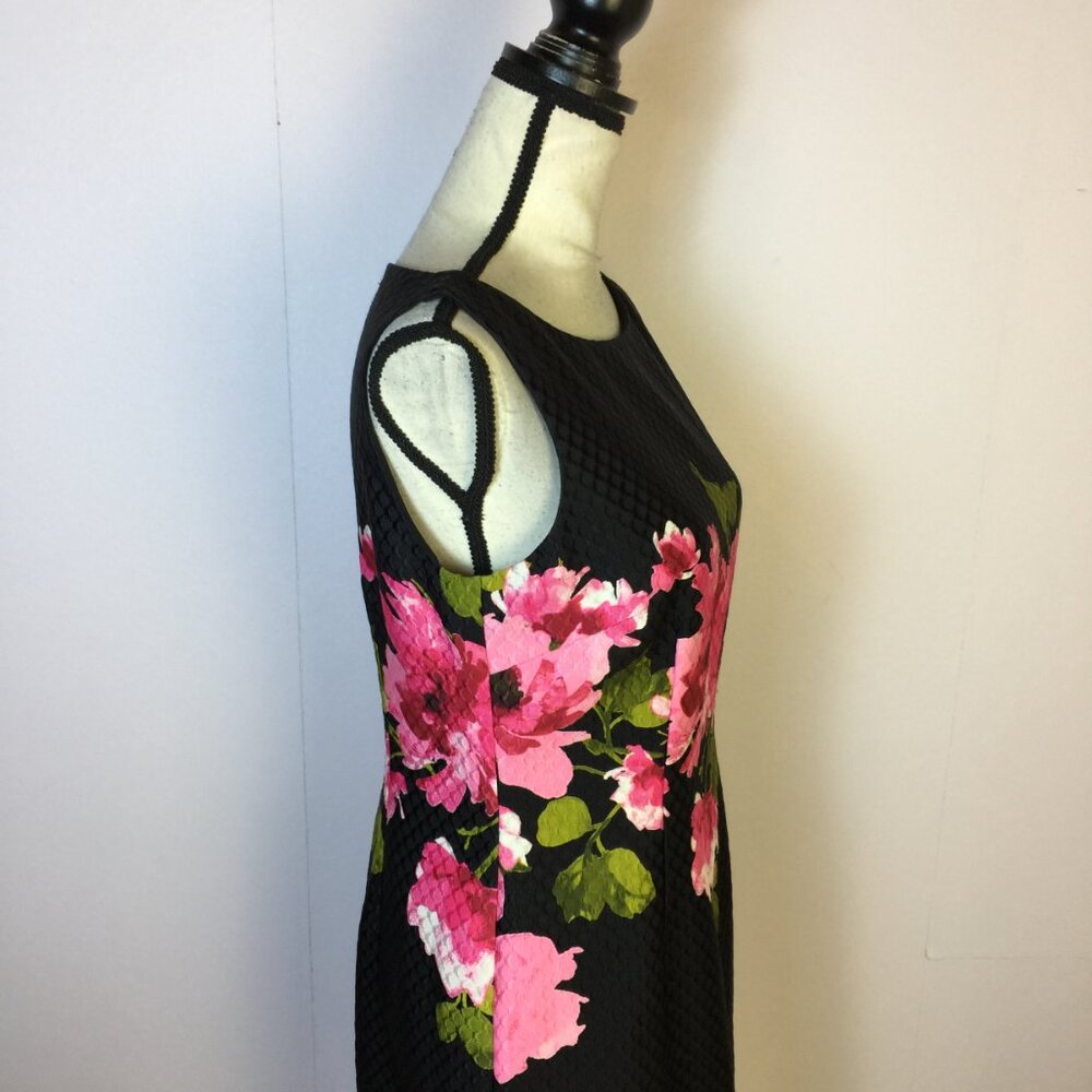 Tahari ASL Sheath Dress 6P Woman Petite Black Pink Floral Print Sleeveless Lined - Picture 15 of 16